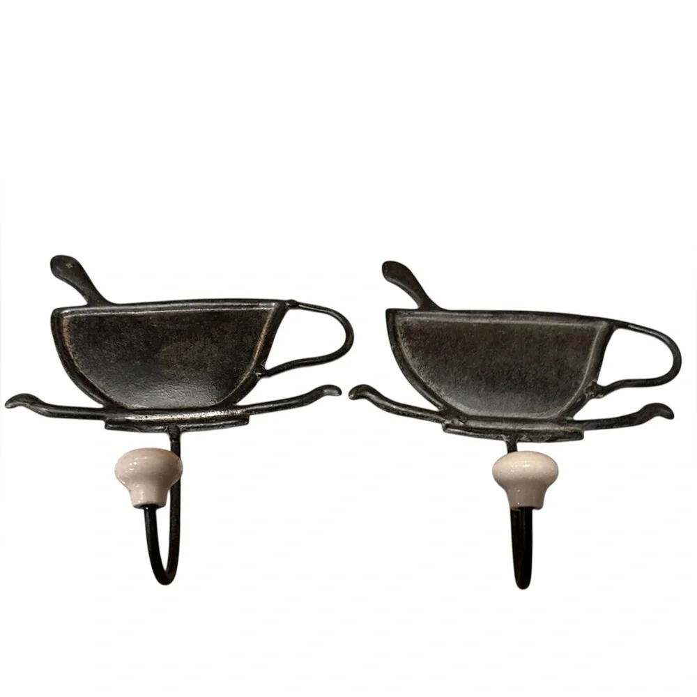 Vintage-coffee Style Black Metal Wall Hooks 5x5in